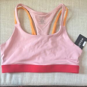 Peloton Pink and Orange Endurance Strappy Racerback Sports Bra